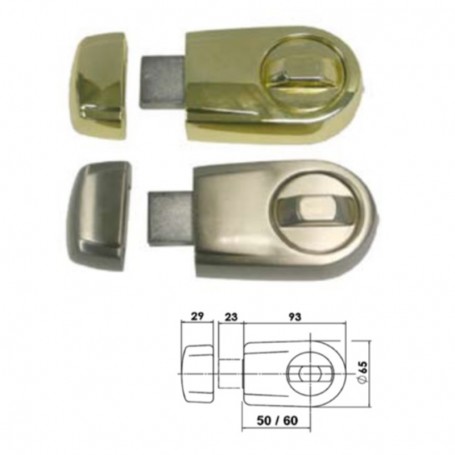 Cerrojo de sobreponer, ideal como complemento de la cerradura<br>principal. Se instala con el cilindro Redondo Regulable<br>T60.