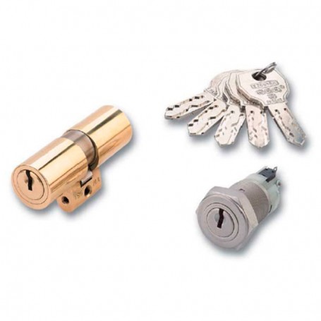 Cilindros de alta seguridad con perfil suizo.<br>Protección frontal por piezas de acero templado.<br>Combinan su doble línea de 