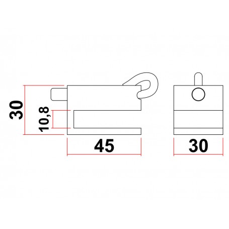 Cuerpo de latón cromado<br>Pasador de hierro cromado