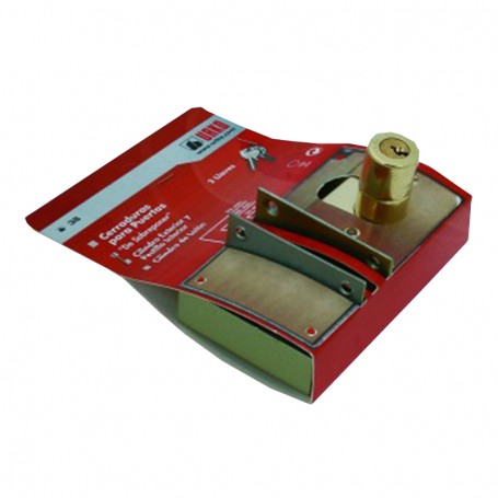 CERRADURA DE BOMBILLO<br>De sobreponer Izquierda<br>Cilindro de Latón Exterior<br>Pestillo interior<br>2 llaves. <br>Posibilidad